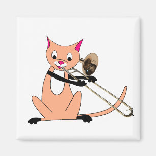 Aimant Chat jouant le trombone