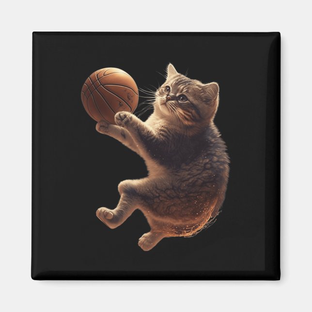 Aimant Chat Jouer Bysketbyll Fun Chats Maman Meow Kitty F (Devant)