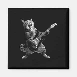 Aimant Chat Jouer Guitare Rock Et Roll Rock Star Pour Hom