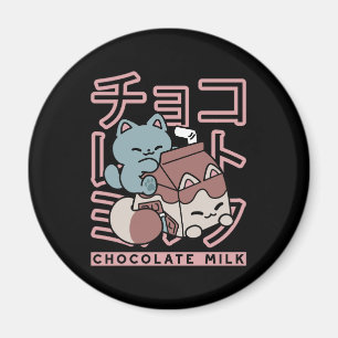 Aimant Chat Kawaii avec du Lait au Chocolat – Pop Art Jap