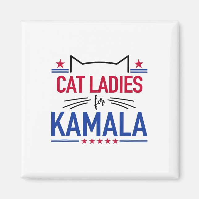 Aimant Chat Ladies For Kamala Funny Chat 2024 Président K (Devant)