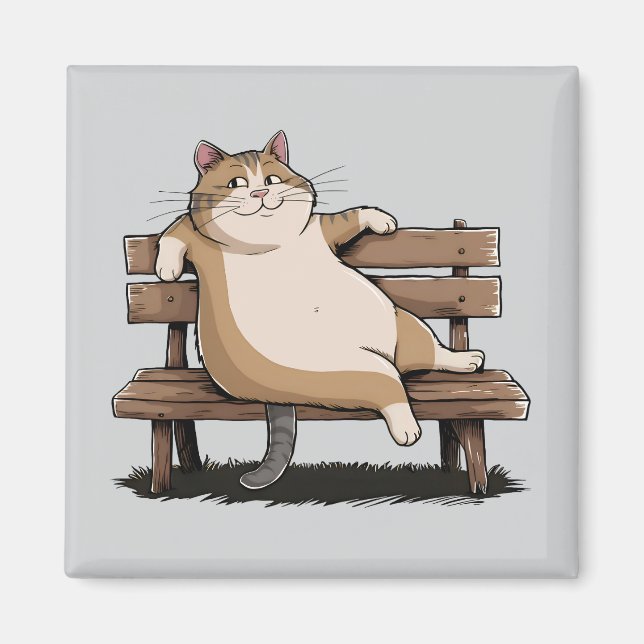 Aimant Chat Le Banc Sitter (Devant)