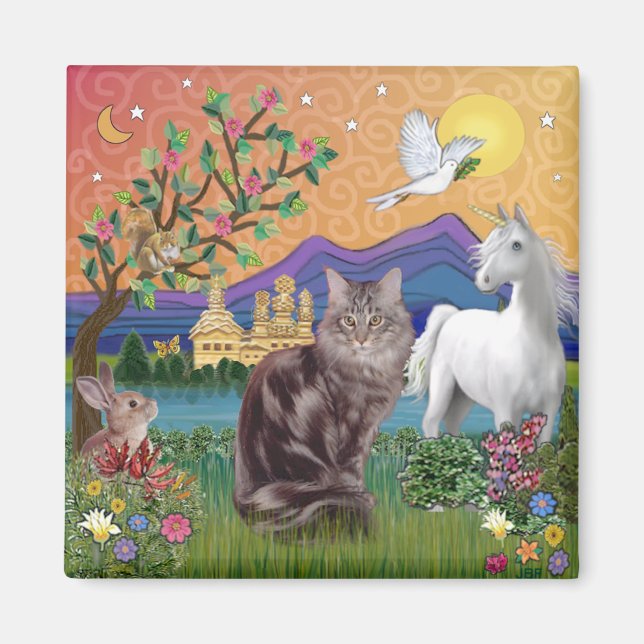 Aimant Chat Maine Coon - Terre de Fantaisie (Devant)