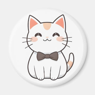 Aimant Chat Mignon avec Nœud Papillon Design Kawaii