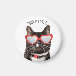 Aimant Chat mignon dans les lunettes de coeur