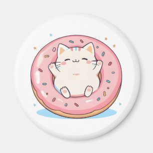 Aimant Chat mignon dans un design doux Kawaii de beignet