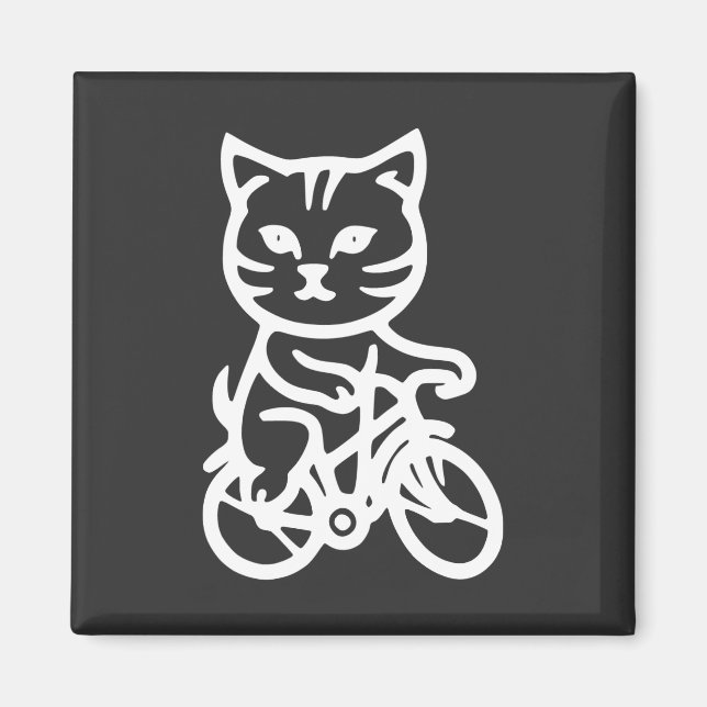 Aimant Chat mignon faisant du vélo (Devant)
