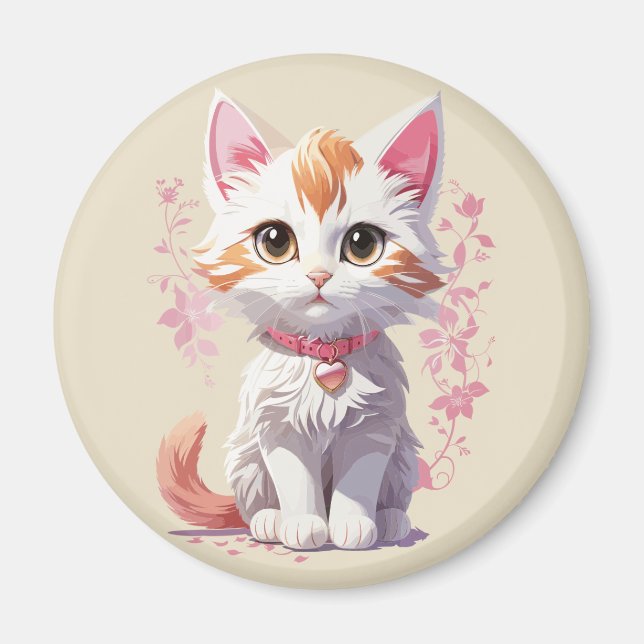 Aimant Chat Mignon Kawaii aux Grands Yeux (Devant)