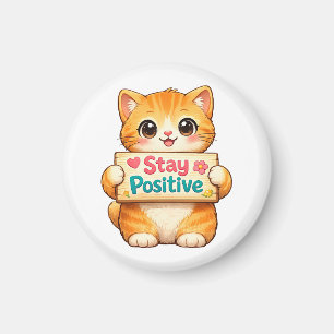 Aimant Chat Mignon Restez Positif Humeur Joyeuse