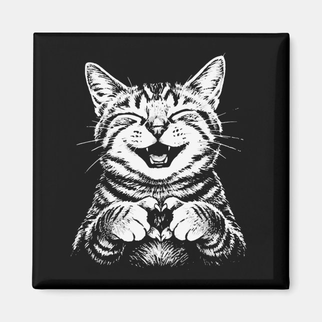 Aimant Chat mignon souriant faisant des mains en forme de (Devant)