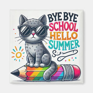 Aimant Chat mignon sur une illustration de crayon célébra