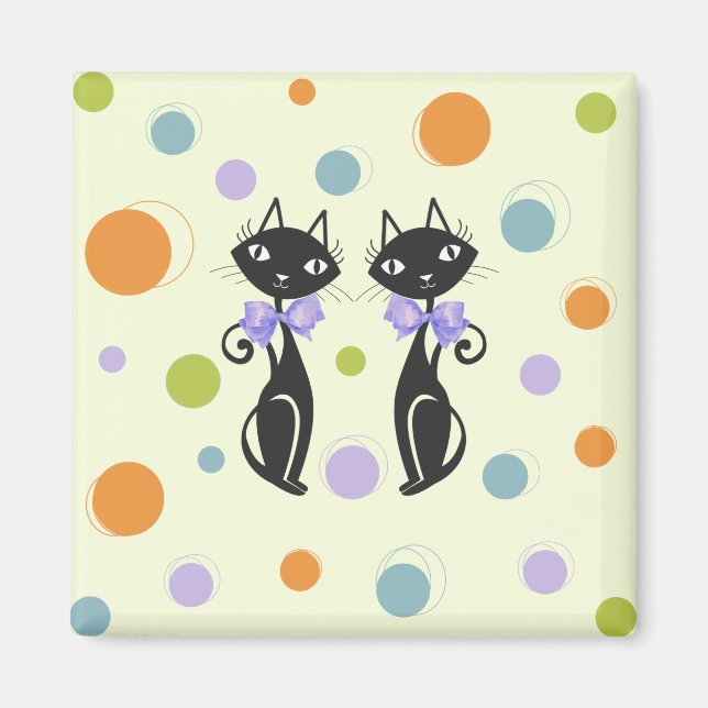 Aimant Chat moderne du milieu du siècle (Devant)