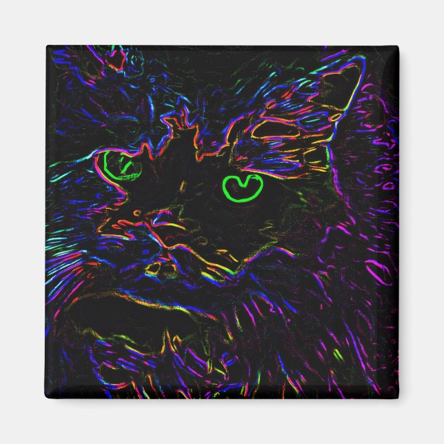 Aimant Chat Neon Glow (Devant)