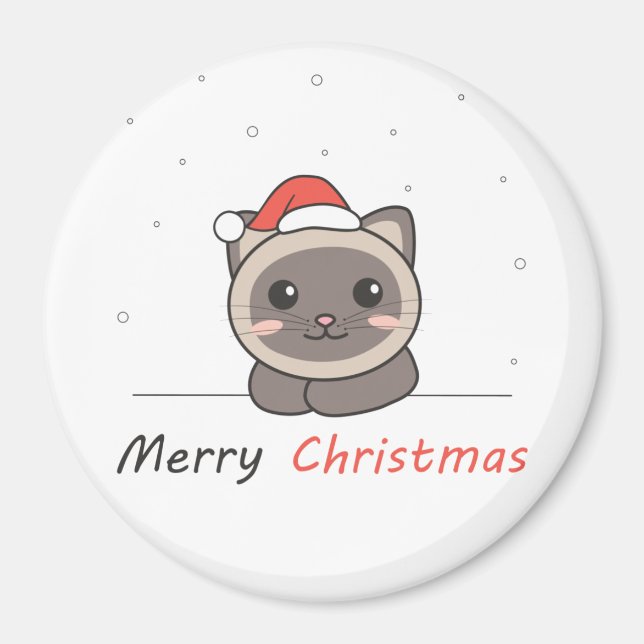Aimant Chat Noël Neige Hiver Animaux Chats (Devant)
