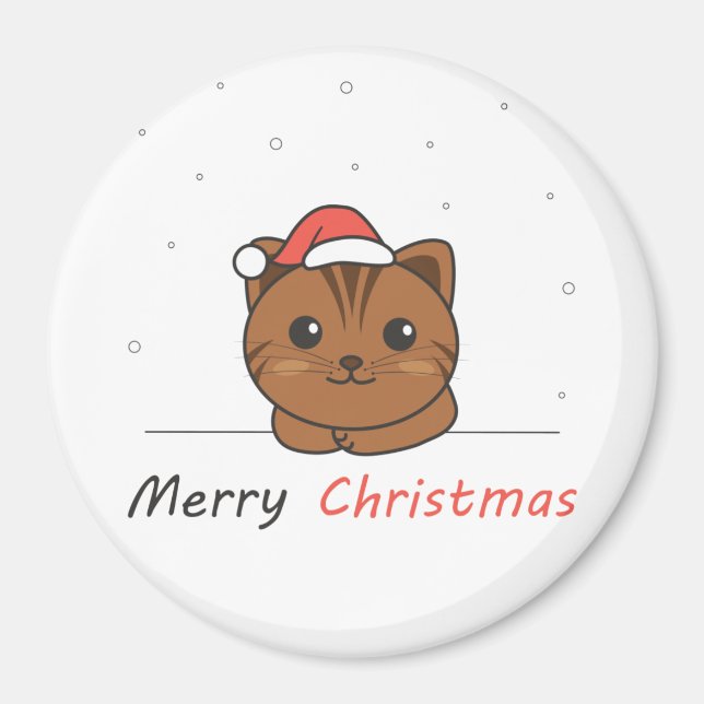 Aimant Chat Noël Neige Hiver Animaux Chats (Devant)