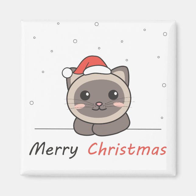 Aimant Chat Noël Neige Hiver Animaux Chats (Devant)