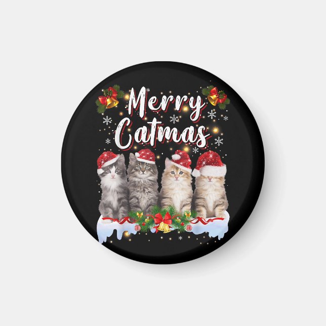 Aimant Chat Noël Santa Hat Funny Joyeux Noël (Devant)