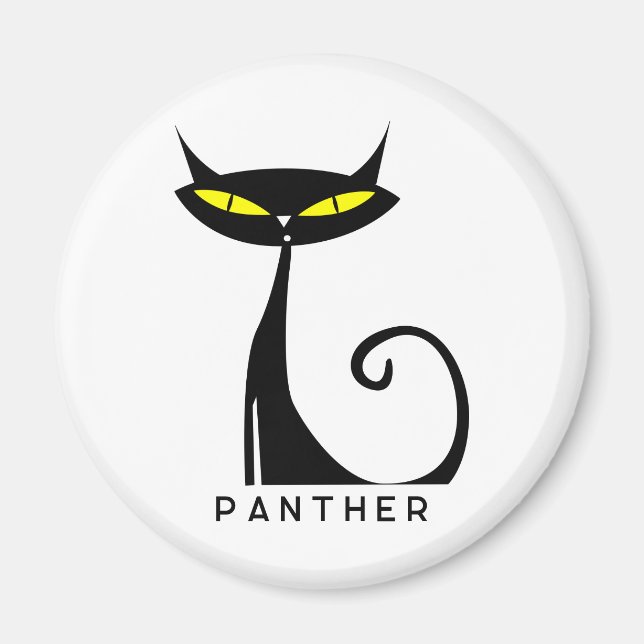 Aimant Chat noir atomique moderne du milieu du XXe siècle (Devant)