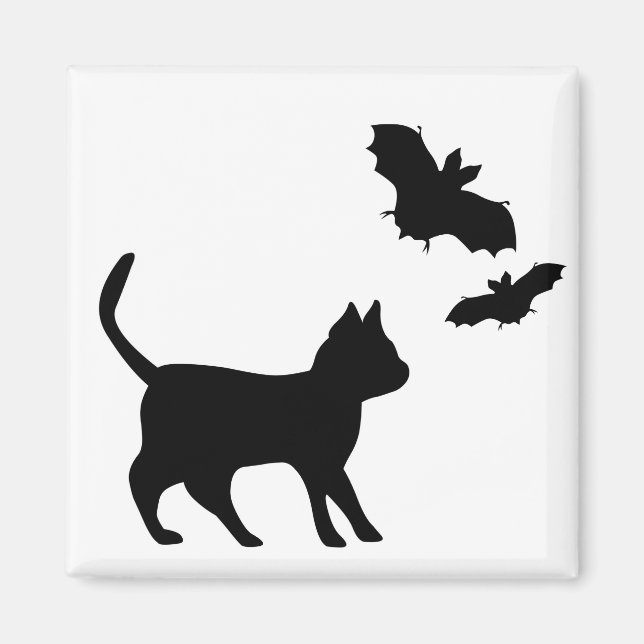 Aimant Chat noir avec chauve-souris (Devant)