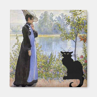 Aimant Chat Noir Avec Femme