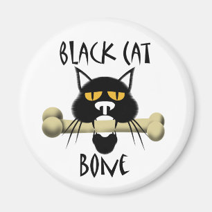 Aimant Chat noir avec l'os