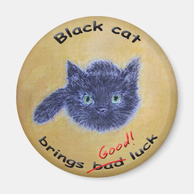 Aimant Chat noir bonne chance (Devant)