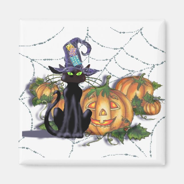 Aimant CHAT NOIR, CASQUETTE, WEB & JACK par SHARON SHARPE (Devant)