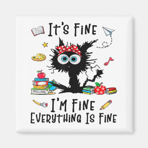 Aimant Chat noir C'est bon Je vais bien Tout va bien Te