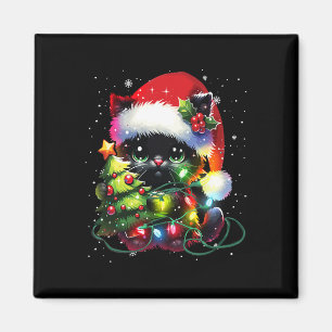 Aimant Chat Noir Chat Père Noël Tangé À Noël T