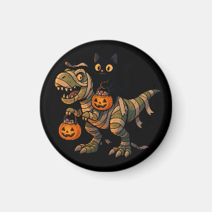 Aimant Chat noir chevauchant un T-Rex momie – Dino Hallow