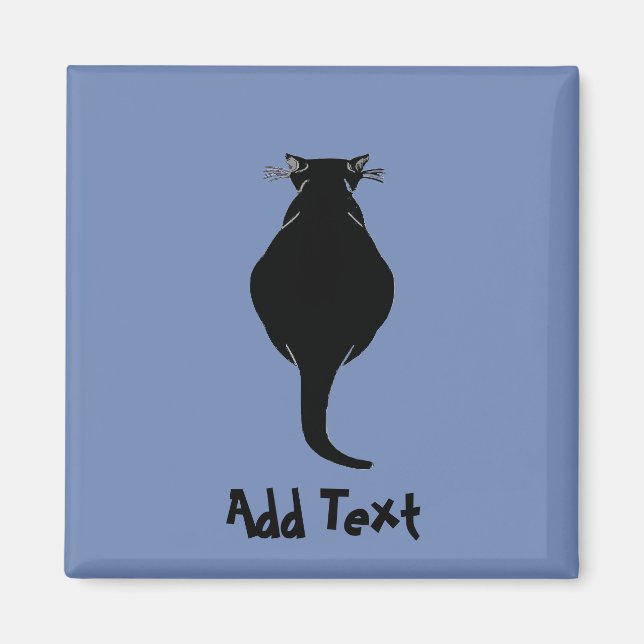 Aimant Chat noir comique, ajouter du texte (Devant)