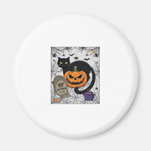 Aimant Chat noir d'Halloween Citrouille Pierre tombale Ch