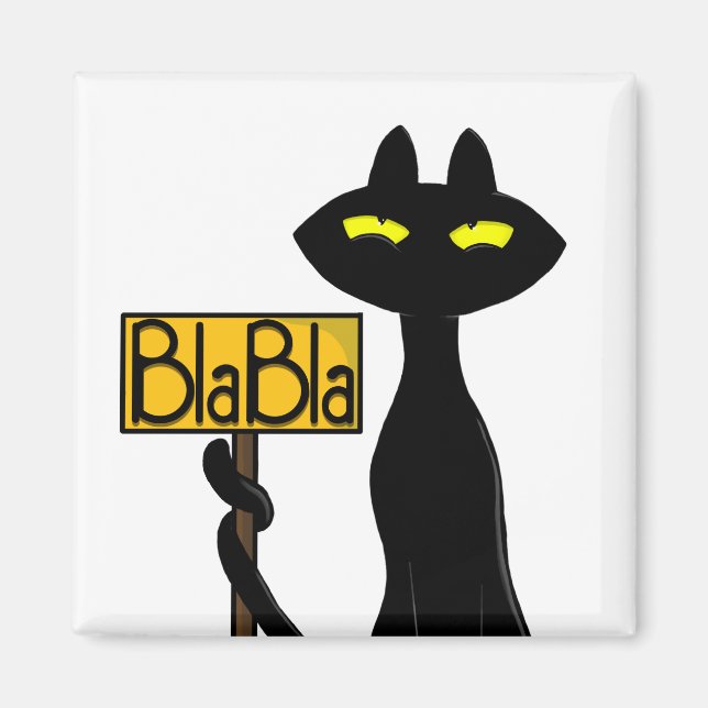 Aimant " Chat Noir Drôle " Bad Boogie - BlaBla- " (Devant)