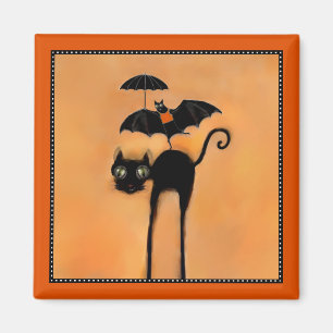 Aimant Chat noir et acrobate Halloween