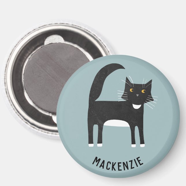 Aimant Chat noir et blanc personnalisé (Créateur téléchargé)