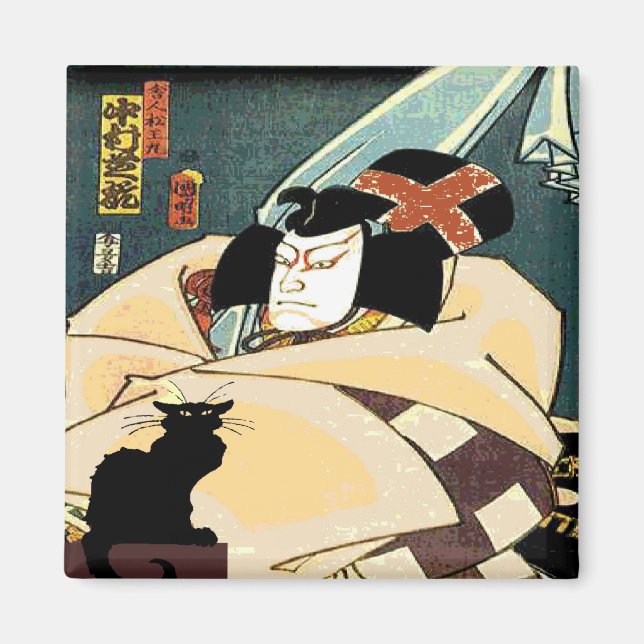 Aimant Chat noir et Japonais (Devant)