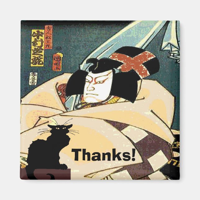 Aimant Chat noir et Japonais (Devant)