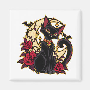 Aimant Chat noir familier Bloodmoon Croissant de Lune