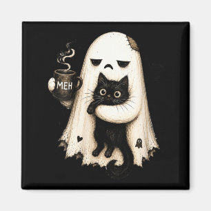 Aimant Chat noir fantôme Meh féminin Chat noir drôle