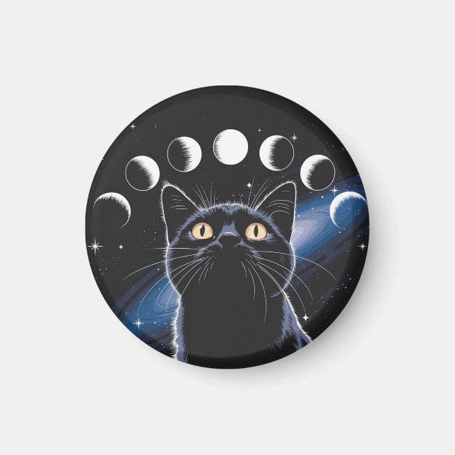 Aimant Chat noir gothique, Cadeau gothique, Chat noir de  (Devant)