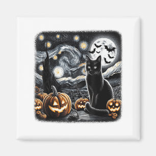 Aimant Chat noir Halloween Amoureux de les chats Starry N