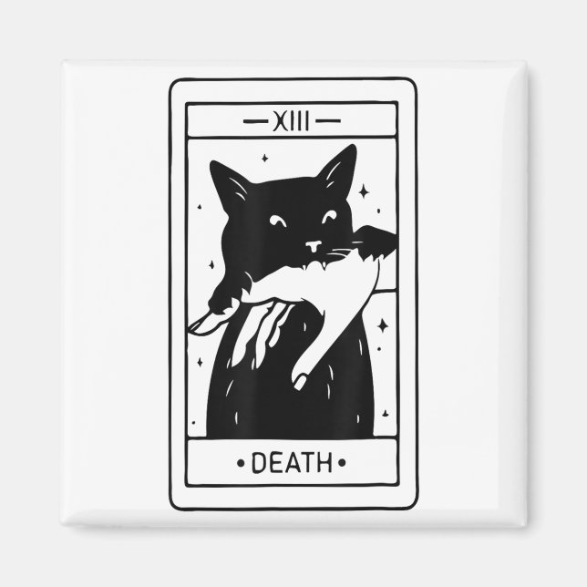 Aimant Chat Noir Halloween Carte Tarot Drôle Pour Moi (Devant)