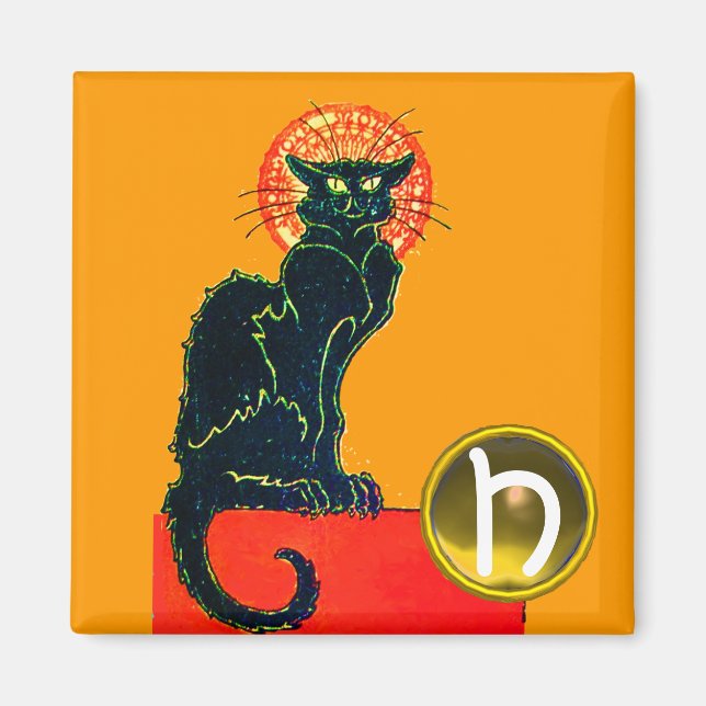AIMANT CHAT NOIR HALLOWEEN PARTY GEM MONOGRAM (Devant)