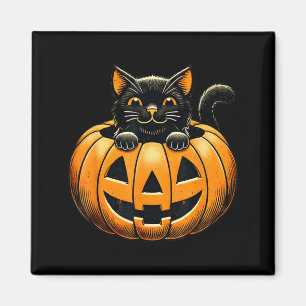 Aimant Chat Noir Heureux En Costume De Halloween Citrouil