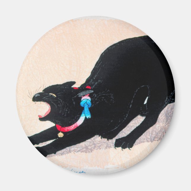 Aimant Chat noir Hissing Fine Art par Hiroaki Takahashi (Devant)