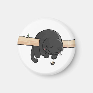 Aimant Chat noir mignon endormi