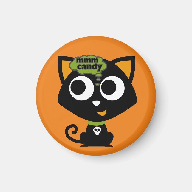 Aimant Chat noir Mmm Candy Halloween (Devant)