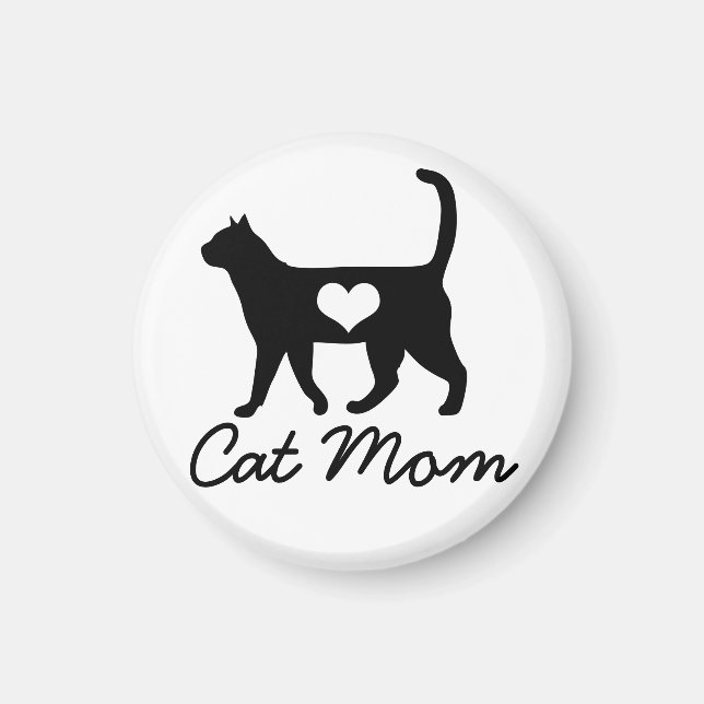 Aimant Chat noir Silhouette Chat maman (Devant)