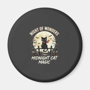 Aimant Chat noir sous la lumière de la lune d'Halloween