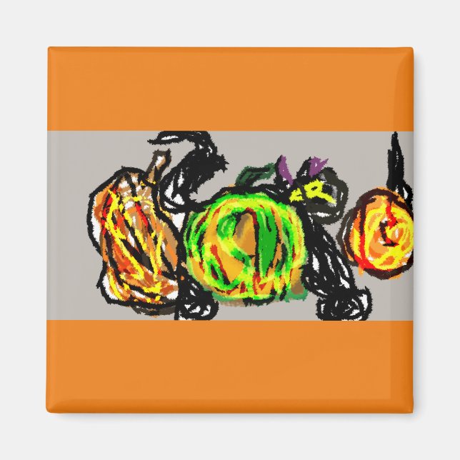Aimant Chat noir trois citrouilles (Devant)